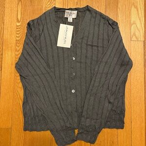 Emanuel Ungaro Dark Gray Button-Front Knit Cardigan